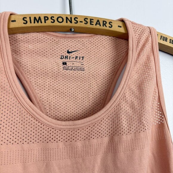 Nike Womens Dri-Fit Mesh Racerback Tank Top Pink Size Small - Picture 2 of 5